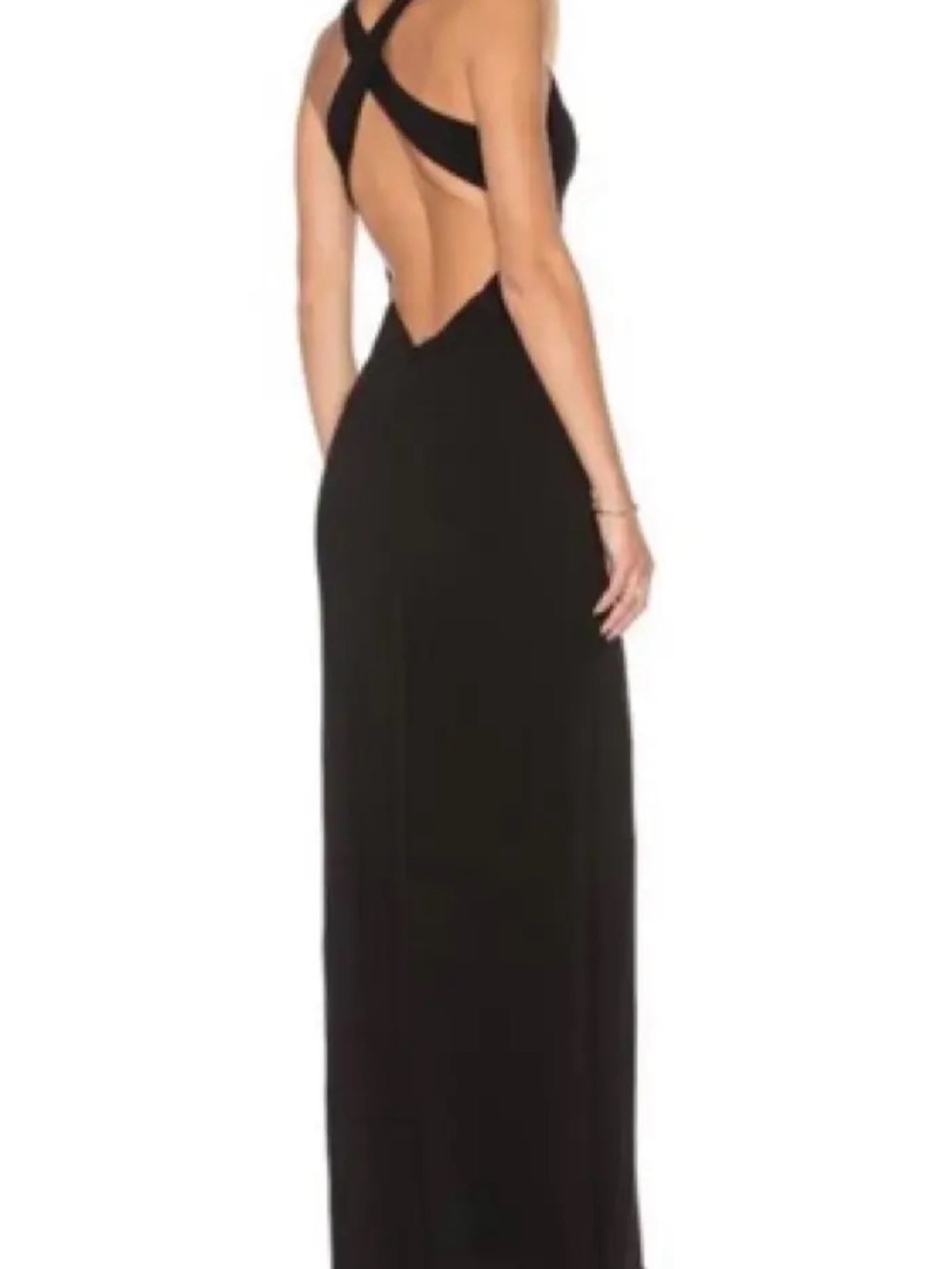 Lovers + Friends Black Backless Cross-Strap Maxi Dress SZ 6